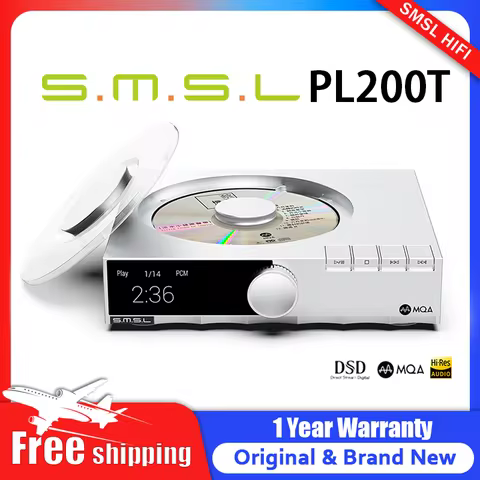 SMSL PL200T Hi-res CD Player MQA-CD DSD512 Clock Input P.A.S.S Servo System USB Input Support I2S AE