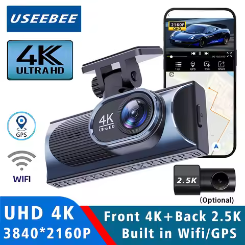 Dash Cam Dual Lens 4K+2.5K Recording Car Camera DVR Night Vision Video Recorder GPS Wi-Fi Room Black