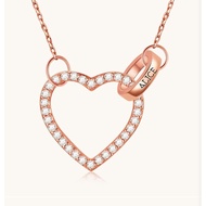 Gnoce "Lock My Heart" 18K Rose Gold Plated Necklace 925 Sterling Silver with Clear CZ Stones