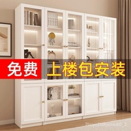 HY-# Bookcase Floor Modern Minimalist Locker Home Living Room Display Cabinet Integrated Entire Wall-Top Glass Door Book