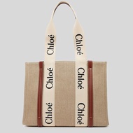 Chloe Woody Medium Tote Bag White Brown CHC22AS383I2690U