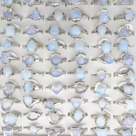 Natural Opal Stone Rings Fashion Jewelry Women's Ring Bague 50pcs/pack
