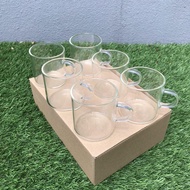 G.S.E Small Glass Cup 6 in 1 box with Ear Handle Best Value to buy Thick Heat-Resistant Transparent 