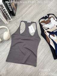 Áo Ba Lỗ Dây Nhỏ Cổ Vuông Vải Gân Lụa - Tharo Clothing [AO00189]