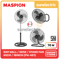 Maspion MSP PW-451 Power Stand + Wall + Floor Fan / Kipas Angin 3in1 Dinding Berdiri Lantai 18 Inc