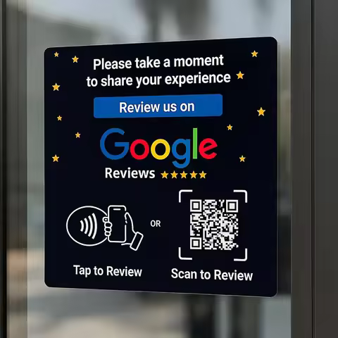 Google Review QR Code Sign Social Media NFC Acrylic Plate Boost Customer Feedback with Tap & Scan QR