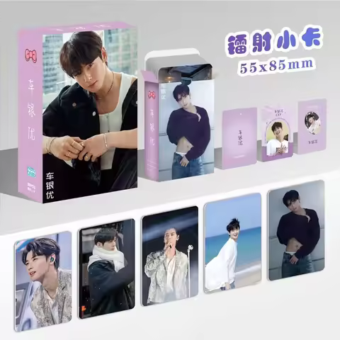 55Pcs/Set Cha EunWoo Laser Lomo Card - Korean Idol Holographic Photo Cards Fans Gift