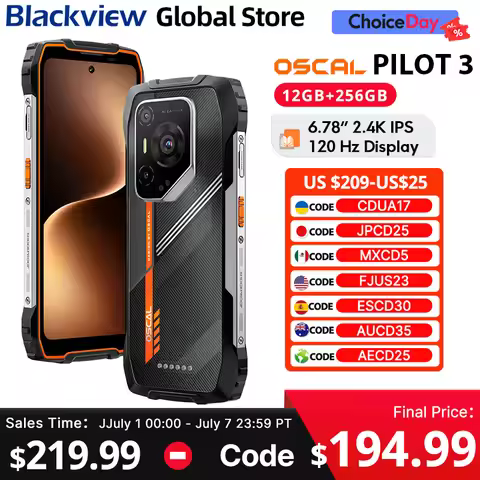 Blackview Oscal PILOT 3 Rugged Phone 5G MediaTek Dimensity 6300 6.78-inch 2.4K IPS 120Hz Display 50M