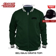 GRATIS TOPI..!!! Jaket Varsity "ERIGO" Premium Print Black Best Seller