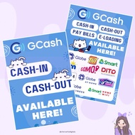 Gcash Cash-in Cash-out Rates Signage Laminated A4