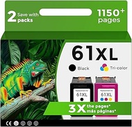 Relcolor Replacement for HP Ink Cartridge 61XL HP61 61 XL Black Tri-Color Combo for Envy 4500 5530 4