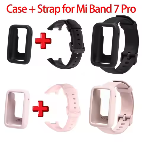 Soft Silicone Strap + Protective Cover Compatible With Xiaomi Mi Band 7 Pro (No Band 7) Smart Watch 