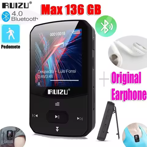 RUIZU X52 x55 Sport Bluetooth MP3 Player 8gb Clip Mini with Screen Support Pedometer music player пл