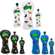 Birdie Putting Green Leather Golf Head Cover Fit Golf Driver Fairway Wood Hybrid Club Head Protectiv