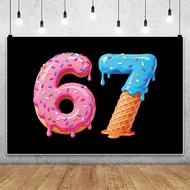 5x3ft Funny 6 7 Meme Donut Photo Booth Backdrop 6 7 Six Seven Donut Party Decoration Sprinkles Ice C