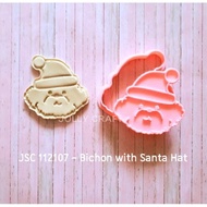 Cookie cutter Christmas Dog BICHON WITH SANTA HAT