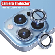 For iPhone 13 Pro Max / 12 / 12 Pro / 11 Pro Max / 12 Pro Max / 13 / 12 Mini Diamond Glitter Rear Camera Lens Protector Ring Tempered Glass