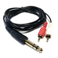 Gold-plated 6.35mm to RCA cable, 6.35mm stereo mini plug to 2RCA (red/white) conversion cable, 6.35m