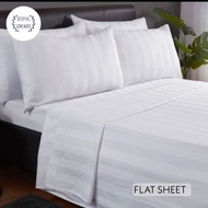 flat sheet | sprei hotel salur putih 100% katun tc 300 | tanpa karet - tc300 salur 300x280