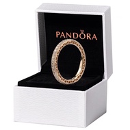 Pandora แหวนเงิน 925 ประดับเพชร 14K สีโรสโกลด์ พร้อมกล่อง สําหรับผู้หญิง งานแต่งงาน