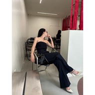 Wide-leg strapless top set, women's fashion Piece set of 2, sexy strapless top set, luxurious women'