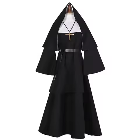 ABC123Halloween Cosplay Costume Traditional Adult Valak Black Religious Robe Suit Halloween Party De