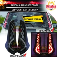 Vland Perodua Alza 2010-2021 Dynamic LED Light Bar Tail Lamp with Signal Running - Black + Clear