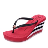 HOT★2022 Summer New Womens High-heeled Slippers Womens Wedge Heels Thick-soled Flip-flops Fashionabl