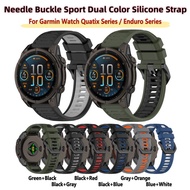 Needle Buckle Sports Style Dual Tone Silicone Strap For Garmin Quatix 8 7X 5 Enduro 3 2 Sapphire Pro