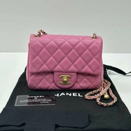 CHANEL 粉金金球方胖子肩背斜背包 18*12*7 99新配件塵袋保卡