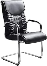 Office Chair Chair Computer Chair Office Desk Chair High Back PU Leather Gaming Chair Bow Foot Ergonomic Fixed Armrest Seat (Color : Black) hopeful
