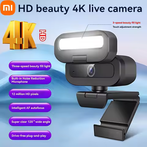 Xiaomi 4K 60FPS Live Webcam 2K Full HD Camera USB Autofocus PC Rotatable Microphone Fill Light Strea