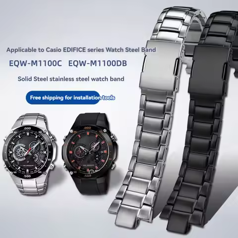 Stainless steel watchband For Casio EDIFICE Series EQW-M1100 EQW-A1000 watch strap Repair Tool Men's
