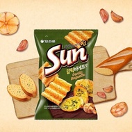Korea Orion Sun Chip Garlic Baguette Flavor 韩国好丽友波浪玉米片奶油蒜香味 太阳薯片80g