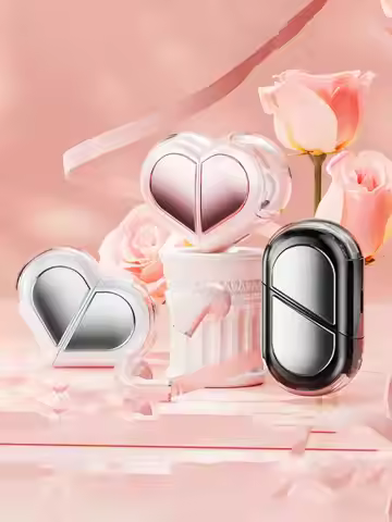 K520-Heart-shaped Rotatable Wireless Bluetooth Earphones Stereo Sound Headphones Touch Control Earbu