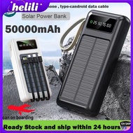 22.5w Solar Powerbank 50000mAh Built-in 4 Cable PowerBank Fast Charger LED Light Powerbank for phone