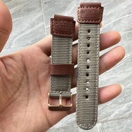 Forestman Series FT-500WC-3B/5B/1B 19mm Retro Nylon & Leather Watch Band Strap for Pro Trek Smart Ou