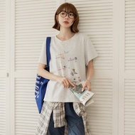 OB Strictly Selected Cotton Color Matching Hand-Painted Printed Loose Top < AB21326 >
