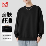 猫人卫衣男圆领长袖t恤潮流百搭打底衫秋季运动男装外套男黑色 XL
