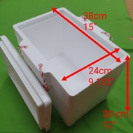 กล่องโฟมปิคนิค โฟมโพลีสไตรีนกล่องเย็นน้ำแข็งกล่องอาหารคูลเลอร์ห้องเย็นสำหรับปิคนิคความจุ 10 กก. ขนาด 39x25x34 ซม. กล่องโฟม กล่องแช่แข็ง