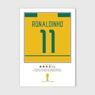 Brazil Ronaldo Ronaldinho 2002 World Cup Football Shirt Print