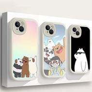 for iPhone 11 12 13 14 15 Pro Max Liquid silicone TPU soft Case K245 Cute we bare bears