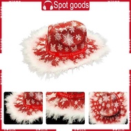 WIN Christmas Cowboy Hat Western Style Feather Trim Cowgirl Hat Costume Accessories