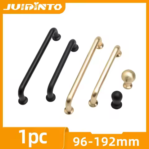 JUIDINTO 96-192mm Cabinet Handles Pulls Wardrobe Drawer Shoe Cabinet Handle American Black Kitchen C