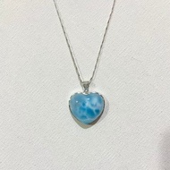 拉利瑪。海紋石。愛心吊墜