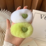 Mommy's First Choice ins Style Cute Love Heart Hairpin Real Rex Rabbit Plush Bangs bb Clip Side Hair