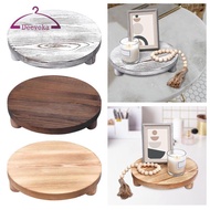 [deevoka] Wooden Pillar Tray, Wooden Pillar Stand, Round, Rustic Cake Diameter 25.4 Cm, Dessert Farm