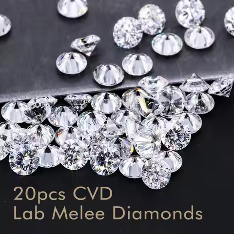 2.0-4.0mm CVD 20 Pcs Round Cut Lab Melee Diamond Different Sizes Melee Diamond Lab Small Diamond for
