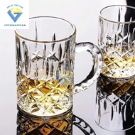 Set of 12 glass glasses 6029 beer glasses 6029 with handle 420ml DIAMOND shape European style wh2024