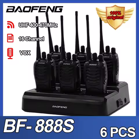6PCS Baofeng BF-888S Walkie Talkie 16CH VOX UHF 400-470MHz Portable Amateur Two Way Radios For Hunti